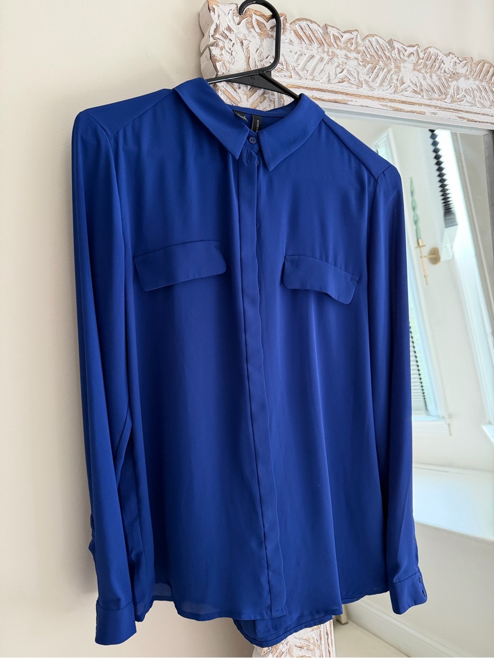 Mango Basics Royal Blue Button-Up Blouse